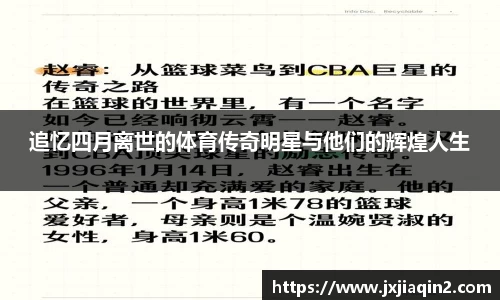 追忆四月离世的体育传奇明星与他们的辉煌人生